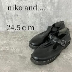 niko and... ニコアンド Tストラップシューズ 厚底 黒 24.5cmのサムネイル
