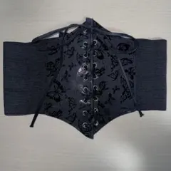 コルセット ベルト ゴスロリ 黒 蝶々