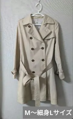 ベージュ 春トレンチコート　サイズ２（М〜細身Lサイズ）　クリアインプレッション