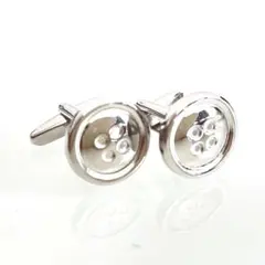 シルバー ボタン型 カフリンクス
