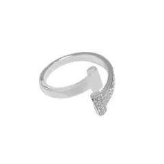 シルバー ダブルT イニシャル ラインストーン リング 大人気 #C443-1