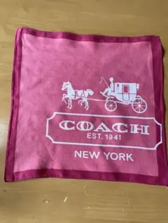 COACH ピンク ハンカチ 馬車デザイン