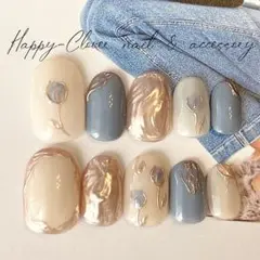 ☆A-439☆ネイルチップ ブルーのチューリップのナチュラルネイル