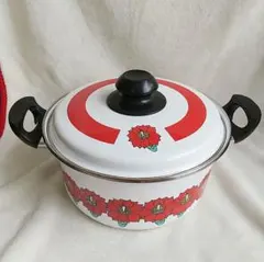 象印マホービン 昭和レトロ 両手鍋 ホーロー鍋 花柄 22cm レトロポップのサムネイル