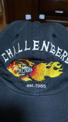 q49【即完売】チャレンジャー ♤フレイム フィッシュ　キャップ　 刺繍ロゴ入り q49【即完売】チャレンジャー ♤フレイム フィッシュキャップ