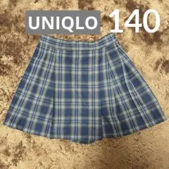 ユニクロ チェックミニスコート 140 ネイビー チェック キュロットパンツ