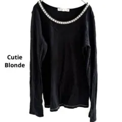 Cutie Blonde ブラック　長袖　カットソー　刺繍　M レディース