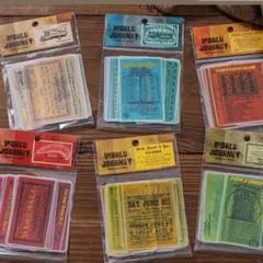 英字　硫酸紙　ステッカー　コラージュ 世界旅程系列6種 おすそ分け 紙モノ　素材