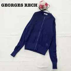 ジョルジュレッシュ　レディース　透かしニット　フルジップブルゾン　M ブルー