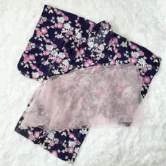 【浴衣】 110 女の子 花柄 ネイビー 紺色 ピンク キッズ 子供 花火 祭り