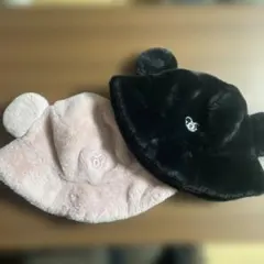 ミッキー耳付きフリース帽子2色セット