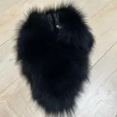 フォックス　リアルファーマフラー　スヌード　ストール　ブラック　成人式
