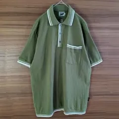 半袖ポロシャツ　ヴィンテージ感　ラインデザイン　日本製　オーバーサイズ　古着