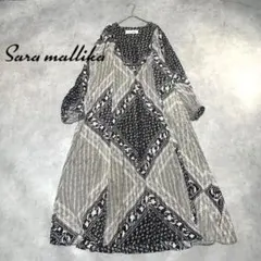 Sara mallika 刺繍 ロングワンピース ブラック - メルカリ