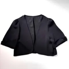 【極美品】AIMER ジョーゼット5分袖ボレロ ノーカラー ブラックのサムネイル