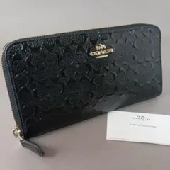 269/良品 COACH コーチ 長財布 ブラック シグネチャーパテントレザーのサムネイル
