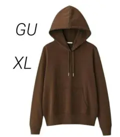 【GU】 ジーユー スウェットプルパーカ(長袖) 裏起毛 ダークブラウン XL