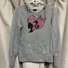 バービー　Barbie フード付きトレーナー　スウェット　パーカー　グレー ラメ