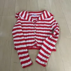 ZARA 赤白ストライプ ニットカーディガン