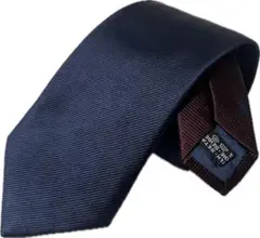 【美品】サルバトーレフェラガモ　ハンドメイドタイ　ネイビー×ブラウン　ツートーン