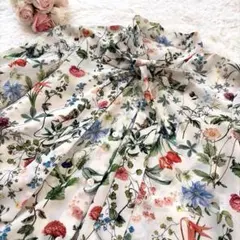 【美品】LOULOU WILLOUGHBY ボタニカル柄 ボウタイブラウス Mのサムネイル