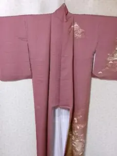 102489 レディース　着物　袷　朱色