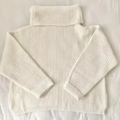 【美品】 サマンサモスモス ニット 白 タートルネック オーバーサイズ 畦編み