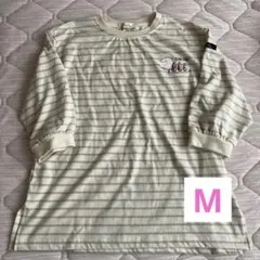 nyau nyau ストライプ 七分袖Tシャツ ワンポイント刺繍 Mサイズ