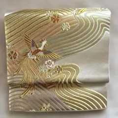 未使用　美品　有職鳳凰の丸模様織り出し袋帯　水玉　ラベンダー　紫系　金糸　c93 未使用 美品 有職鳳凰の丸模様織り出し袋帯 水玉 ラベンダー 紫