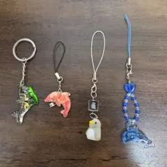 イルカ ペンギン ストラップ キーホルダー 4点セット