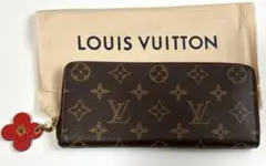 ルイヴィトン　長財布 ポルトフォイユ クレマンス　　フラワーチャーム付き