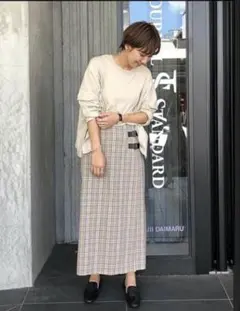 JOURNALSTANDARD チェックラップスカート　タイトロングスカート　M