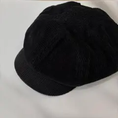 黒 コーデュロイ キャスケット帽子