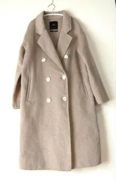 ZARA ハンドメイド　ダブルブレストロングコート毛羽立ちあり　XSサイズ