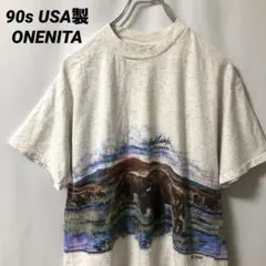 N-4898 90s ONENITA USA製シングルステッチ バイソンTシャツのサムネイル