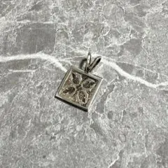 ヴィンテージ シルバー925 スクエアチャーム ペンダントトップ ネックレス