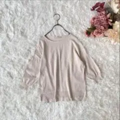 レーヨンブレンド七分袖ニット　プルオーバー（M） シンプル　ハイケージ