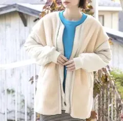 取り外し可能ベスト付きキルティングブルゾン リバーシブル アイボリー Mサイズ