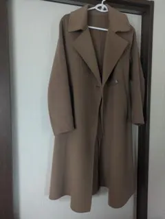 ブラウン ダブルブレスト ロングコート