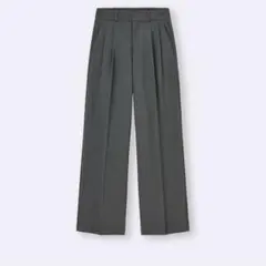 タックワイドパンツ 丈長め グレー M