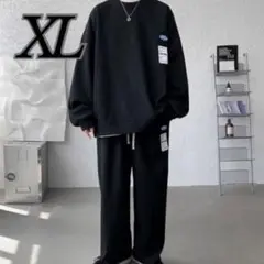 セットアップ トレーナー　スウェット　ビッグシルエット　上下　ブラック　XL