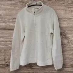 バレーノ ハーフジップ フリース ハイネック 長袖 L 白 ポリエステル