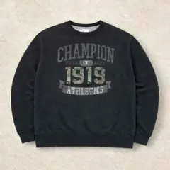 チャンピオン アメカジ カモ柄 白タグ トレーナー プルオーバー メンズ黒L