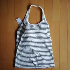 【新品】UNIQLO オフホワイト ストライプ ブラトップ XL　オープンバック