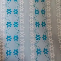 播州織?　花柄刺繍の生地　　　約 92cm巾×496cm　❤訳あり　❤おまけ付き