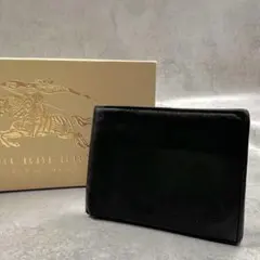 BURBERRY ブラックノバチェック レザー メンズ 折り財布 8162