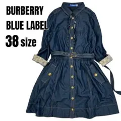 美品✨ バーバリーブルーレーベル デニム シャツ ワンピース ノバチェック M