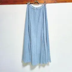 【即日発送！】ライトブルー プリーツロングスカート レディース服