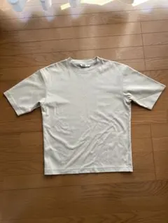 ユニクロ U エアリズムコットンオーバーサイズTシャツ/5分袖　ベージュ　S