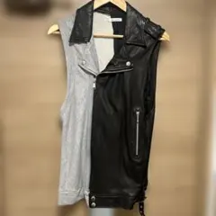 本革YEAH RIGHT!! レザー スウェット ドッキング ライダース ベストのサムネイル